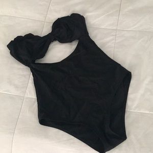 Black scalloped one piece